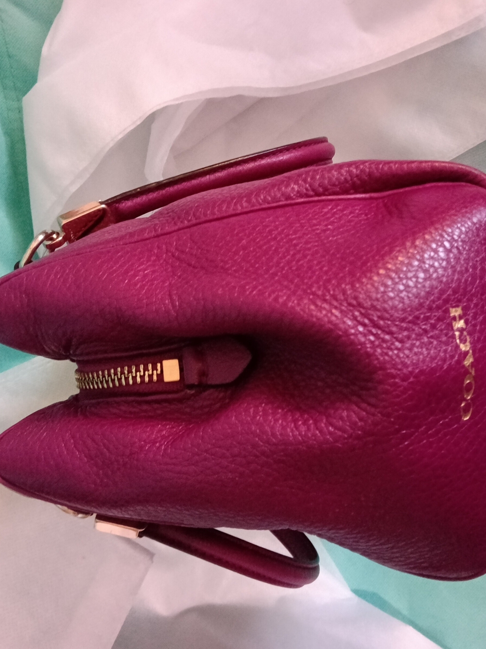 Coach Madison Mini Leather Top-Handle Satchel in Deep Berry - Picture 8 of 8
